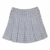 Navy resin-coated nylon graphic square print pleated mini skit