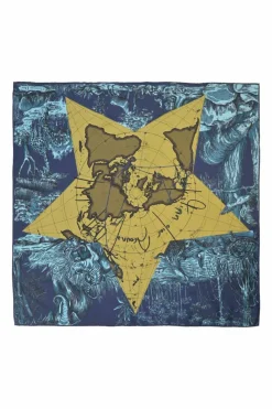 Navy silk 'Dior Around The World' 90 Square scarf featuring original artwork by Pietro Ruffo