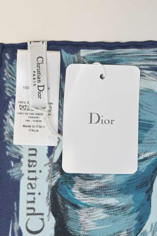 Navy silk 'Dior Around The World' 90 Square scarf featuring original artwork by Pietro Ruffo