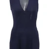 Navy silk-blend Ottoman knit plunge neck gilet