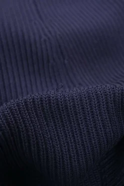 Navy silk-blend Ottoman knit plunge neck gilet