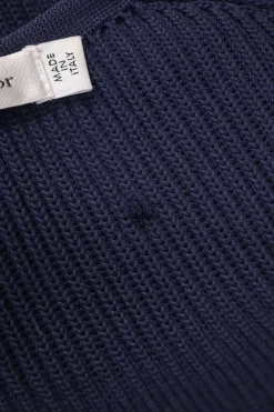 Navy silk-blend Ottoman knit plunge neck gilet
