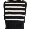 Navy striped cotton vest
