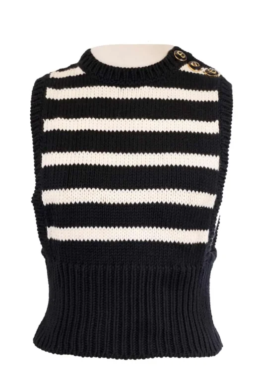 Navy striped cotton vest
