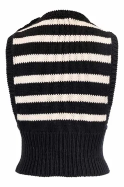 Navy striped cotton vest