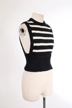 Navy striped cotton vest