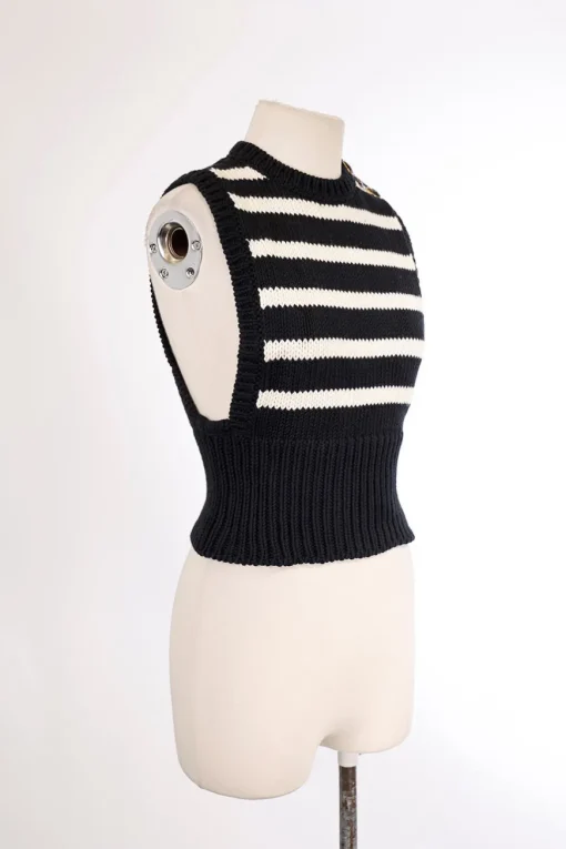 Navy striped cotton vest