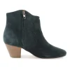 Navy suede and leather Western-style Dicker zip-up ankle boots