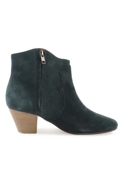 Navy suede and leather Western-style Dicker zip-up ankle boots