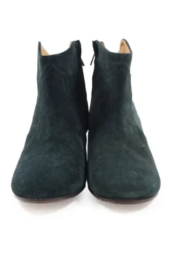 Navy suede and leather Western-style Dicker zip-up ankle boots