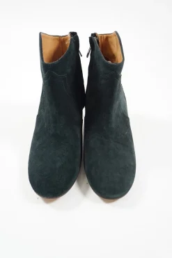 Navy suede and leather Western-style Dicker zip-up ankle boots