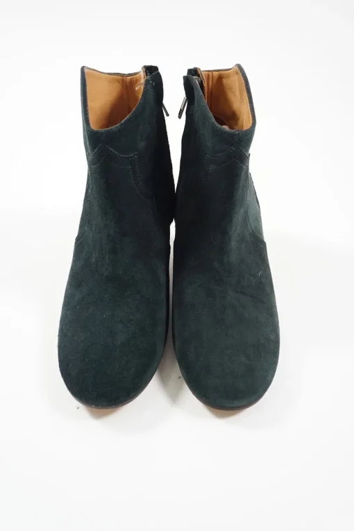 Navy suede and leather Western-style Dicker zip-up ankle boots