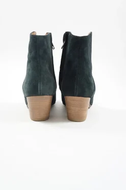 Navy suede and leather Western-style Dicker zip-up ankle boots
