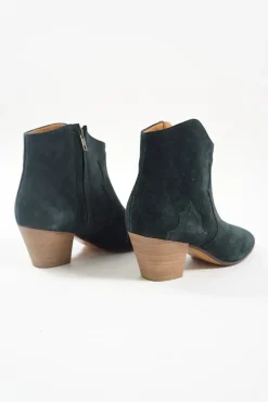 Navy suede and leather Western-style Dicker zip-up ankle boots