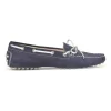 Navy suede and rubber Gommino slip-on driving loafers