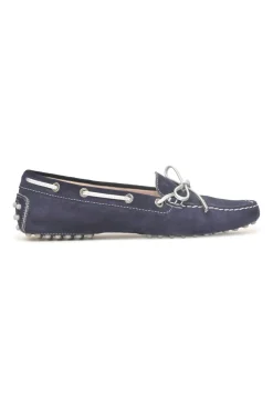 Navy suede and rubber Gommino slip-on driving loafers