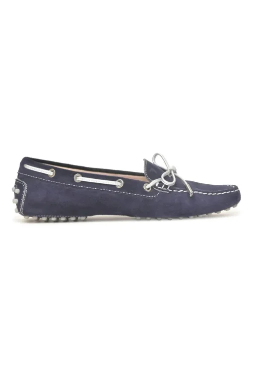 Navy suede and rubber Gommino slip-on driving loafers
