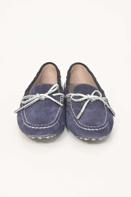 Navy suede and rubber Gommino slip-on driving loafers