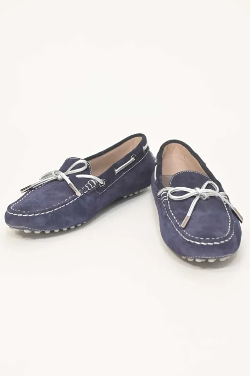 Navy suede and rubber Gommino slip-on driving loafers