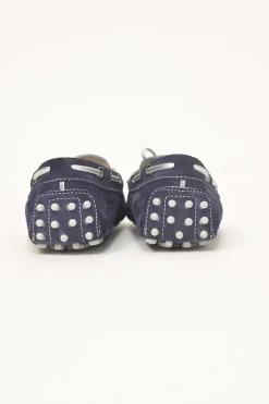 Navy suede and rubber Gommino slip-on driving loafers