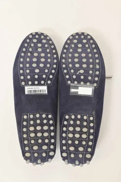 Navy suede and rubber Gommino slip-on driving loafers