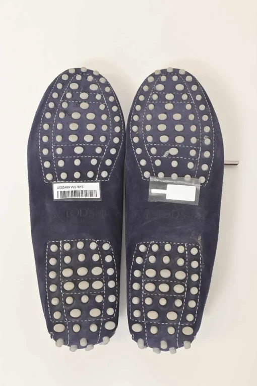 Navy suede and rubber Gommino slip-on driving loafers