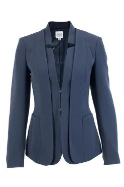 Navy Tapered Trousers With Angled Lapel Blazer Set