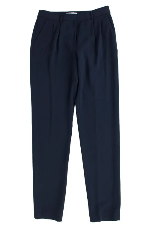 Navy Tapered Trousers With Angled Lapel Blazer Set