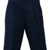 Navy twill high-rise tailored Bermuda shorts