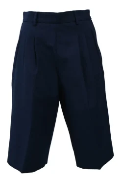 Navy twill high-rise tailored Bermuda shorts