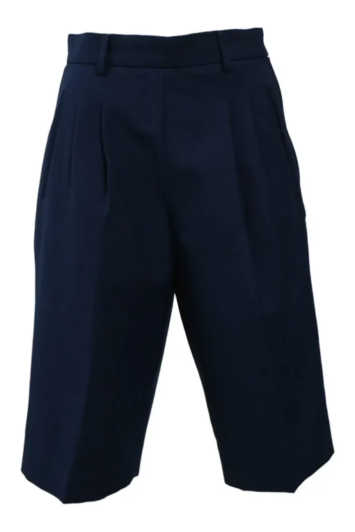 Navy twill high-rise tailored Bermuda shorts