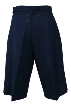Navy twill high-rise tailored Bermuda shorts