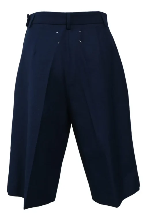 Navy twill high-rise tailored Bermuda shorts