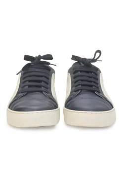 Navy two-tone leather and rubber low-top CC sneakers