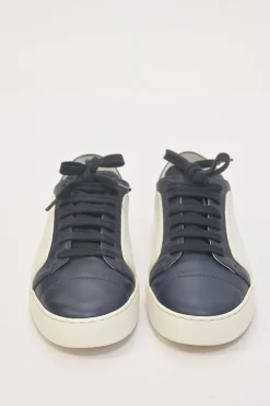 Navy two-tone leather and rubber low-top CC sneakers