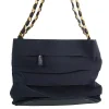 Navy Vara Tote Bag with gold metal chains and magnetic closure