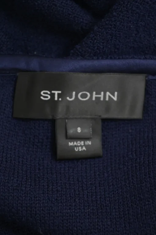 Navy wool-blend ponte-knit plunge neck peplum tailored jacket and pull-on pencil skirt suit set