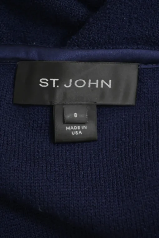 Navy wool-blend ponte-knit plunge neck peplum tailored jacket and pull-on pencil skirt suit set