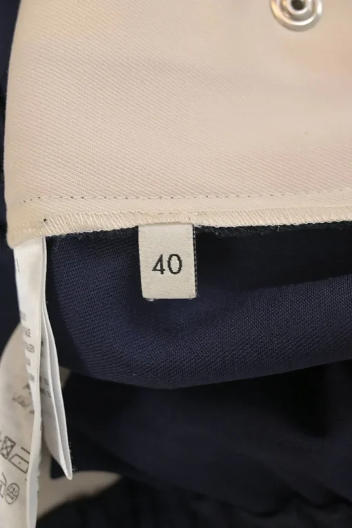 Navy wool-blend pull-on high-rise snap-leg track pants