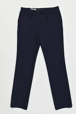 Navy wool-blend single breasted notch lapel blazer and straight-leg tailored trouser set