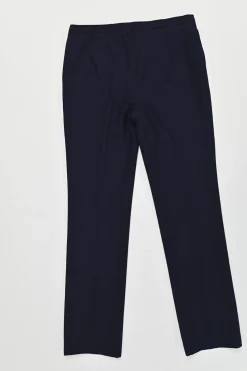 Navy wool-blend single breasted notch lapel blazer and straight-leg tailored trouser set