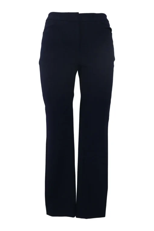 Navy wool-blend single breasted notch lapel bar jacket and tapered leg tailored trousers