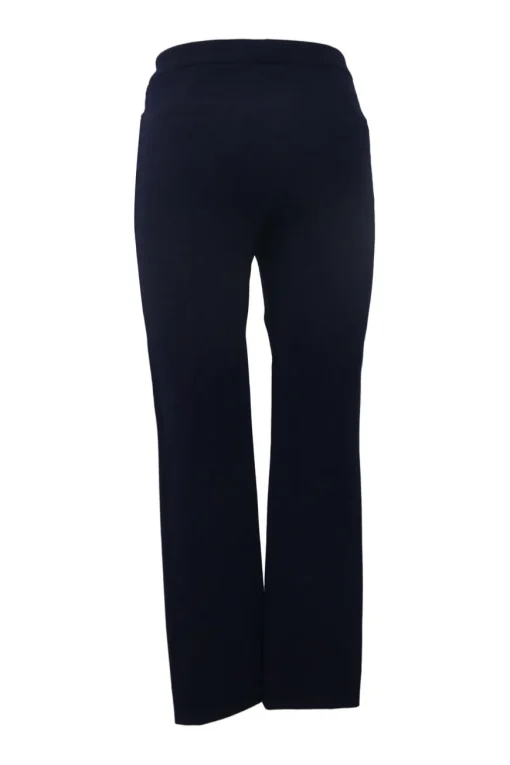 Navy wool-blend single breasted notch lapel bar jacket and tapered leg tailored trousers