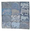 Navy wool-silk blend 'Sweet Dreams' print scarf featuring original artwork by Jan Bajtlik