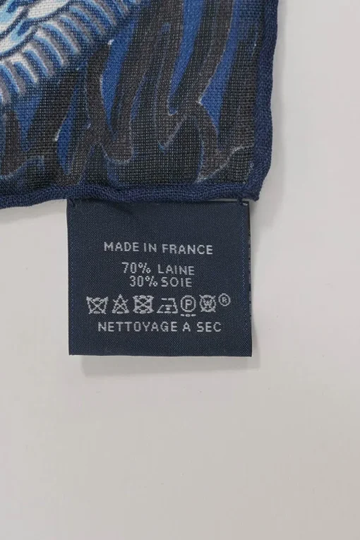 Navy wool-silk blend 'Sweet Dreams' print scarf featuring original artwork by Jan Bajtlik