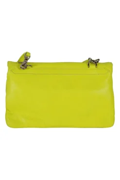 neon yellow crinkled leather 'Motorcycle' mini crossbody bag