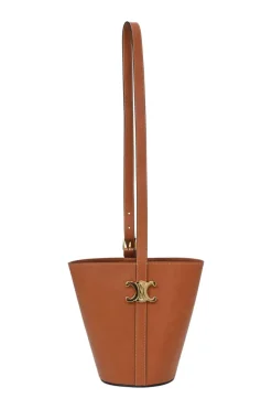 Neutral calfskin leather Bucket Triomphe bucket bag with adjustable shoulder strap