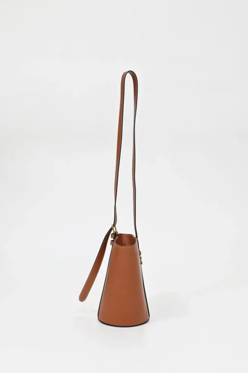 Neutral calfskin leather Bucket Triomphe bucket bag with adjustable shoulder strap