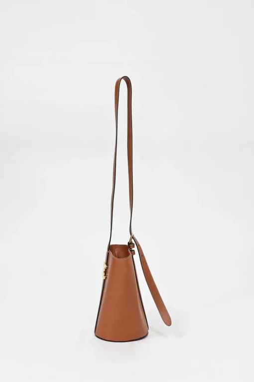 Neutral calfskin leather Bucket Triomphe bucket bag with adjustable shoulder strap