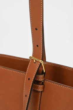 Neutral calfskin leather Bucket Triomphe bucket bag with adjustable shoulder strap
